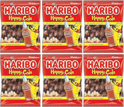 Haribo Happy Cola Share Size Sweet Treats 140g Kids Childrens Party Bags 6 Multi Packs