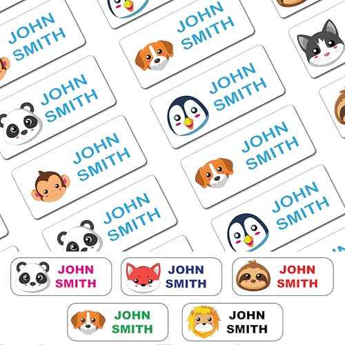 44 Personalised Stick On Name Labels for Clothes Kids, No Iron Just Peel and Stick! Suitable for School Uniform, Name Tags, Care Home, Washing Machine Proof, Dishwasher Proof,