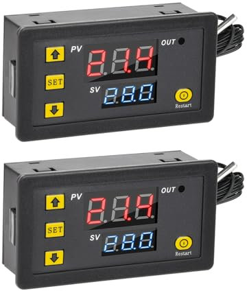 Aideepen W3230 Temperaturregler, 2 Stuck DC 12V 20A Digital Thermostat Regler für Heizung und Kühlung - Temperaturschalter