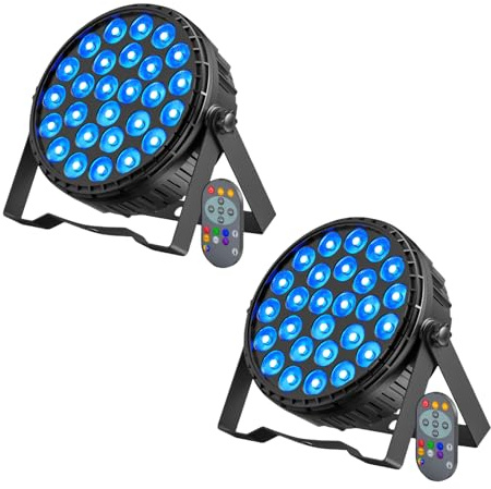 Ukfog 2PCS 216W LED Par Projecteurs, 27 x 8W RGBW Lampe de Scène Par LED DMX Disco avec Télécommande Éclairage de Scène pour DJ, Fête, Show, Noël, Halloween, Mariage