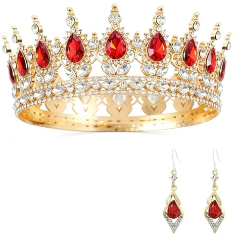 ZHITENG Königinnenkronen Frauen und Strass Ohrringe, Vintage Krone Kristall, Königin Brautkrone Haarschmuck, Kristallkrone tiara für Brautkrone Hochzeit Abschlussball Festzug Geburtstag Party