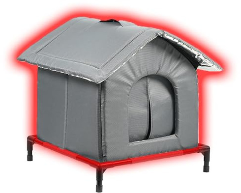 Isoliertes Katzenhaus für Draußen – Winterfest, Wasserdicht & Thermo, Outdoor Katzenhöhle mit Erhöhtem Boden, Warmes Haus für Streunende Katzen, Für Veranda, Scheune oder Garten (Size L,Grey)