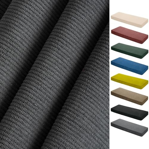 ELYSYSRL Bezug-Bankkissen Sitzkissen mit Reißverschluss Bezug für Sitzbank Waschbar Abnehmbar, Eckbank Auflagen Hussen für Innen Outdoor Fensterbank Couch(Dunkelgrau,35x100x5cm Thick)