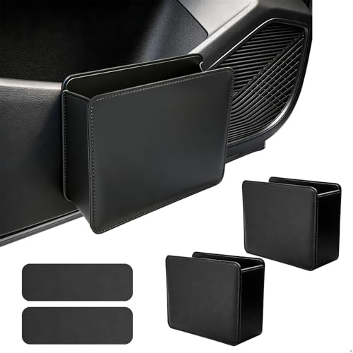 2 Piezas Papelera Coche Plegable, Basura Coche Lateral de Coche, Impermeable Organizador de Maletero de Coche para Guardar Objetos Cotidianos Como Móviles, Portátil Accesorios Coche Interior (Negro)