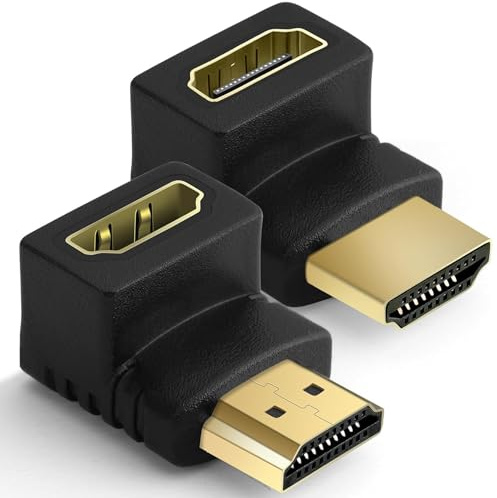 Nacvo Right Angle HDMI Adapter 8K,90 and 270 Degree Male to Female HDMI Angled Connectors,Hdmi 90/270 Degree Adapter Combo Supports 8K@60Hz,/4K@120Hz 1080P for TV,PC,Laptop,Camera,Projector(2)
