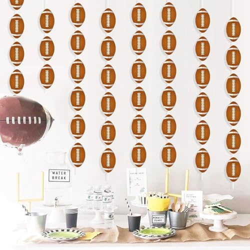 Ovanda Football Deko Girlande, American fußball Banner Dekorationen, Vorgefädelt Fußball Girlande Sportthema-Banner für Geburtstagsfeier Ausstattung Zuhause Dekorationen Spieltag Party Gefälligkeiten