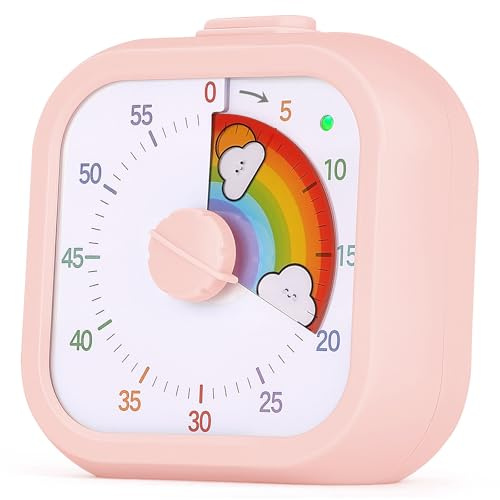 AOOSU Visueller Timer für Kinder, 60 Minuten Countdown Timer mit Pausenfunktion, Wolken Visual Lern Timer mit Lautloser Betrieb Zeitmanagement Tool für Haus, Küche, Büro, Schule-Quadrat