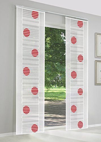 Schiebegardinen nach Maß, hochqualitative Wertarbeit, Maßanfertigung, Schiebevorhang, Raumteiler, Flächenvorhang, halbtransparent, inkl. Laufwagen (245cm Höhe x 60cm Breite/Rot)