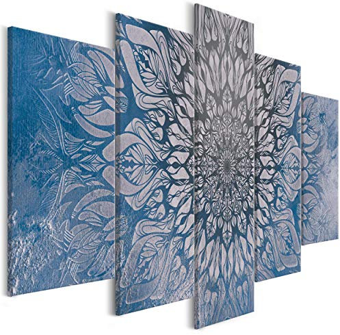 decomonkey Bilder Mandala 200x100 cm 5 Teilig Leinwandbilder Bild auf Leinwand Wandbild Kunstdruck Wanddeko Wand Wohnzimmer Wanddekoration Deko Modern Abstrakt