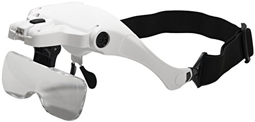 Eagle Adjustable Headband Magnifier Glasses Supplied with 5 Lenses 1 0X 1 5X 2 0X 2 5X 3 5X and Led Light, for Handsfree Inspection, Reading, Jeweller and Craft Work
