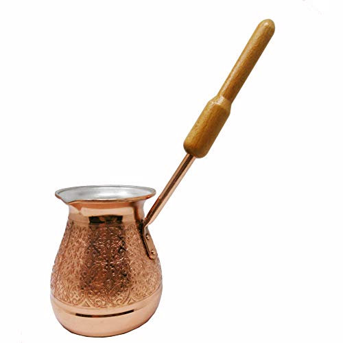 Madacha Caffettiera Manuale Tipo 'turka Russa - Rame con Manico di Legno - 500 ml - Utilizzabile su Tutti fuochi Tranne induzione