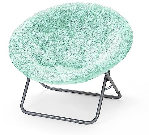 Urban Lifestyle Oversized Mongolian Faux Fur Saucer Chair, Mint