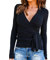MVPKK T-Shirt Femme Chic Moulante Classique Top Col V Blouse en Coton Chemise Manches Longues Noeud Papillon Pull Sweat-Shirt à Capuche Automne Hiver (M, Noir)