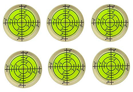 6x Bubble Spirit Level, 32x7mm Circular Bullseye Level Inclinometers for Tripod, Phonograph, Turntable - Fluorescent Yellow