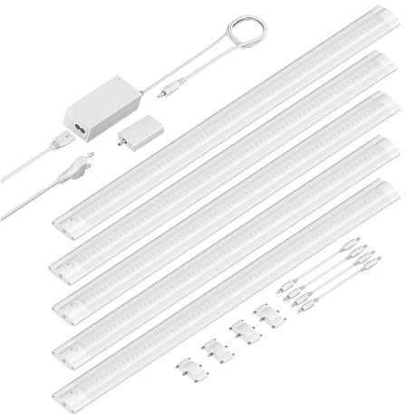 ledscom.de Smarte LED Unterbau-Leuchte SIRIS weiß matt, WLAN-Controller, flach, Smart-Home, Alexa-fähig, je 50cm, je 655lm, weiß, 5er Set