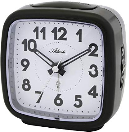 Atlanta Funkwecker analog mit Licht Snooze gut ablesbare Zahlen - 1837/7 (Schwarz)