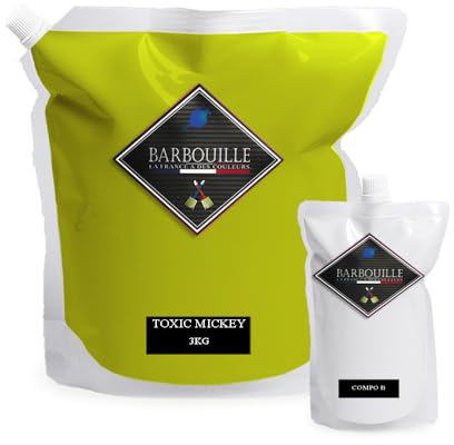 Peinture Résine Vert Toxic Mickey - Résine Epoxy Bi-Composants - Effet Mat - Peinture Mur, Plafond, Boiserie, Carrelage & Métal - Lessivable - COV A+ - Fabriquée En France - 2,5 L - BARBOUILLE