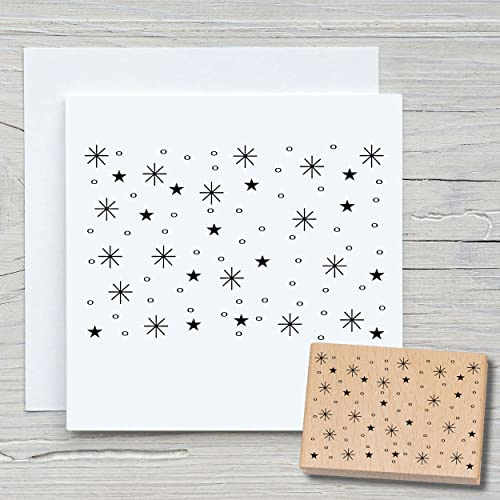 NEWSTAMPS Stempel Sternenhimmel Motivstempel aus Holz & Gummi zum Karten und Geschenke basteln, Holzstempel für Scrapbook, Textilstempel, Deko, Freunde