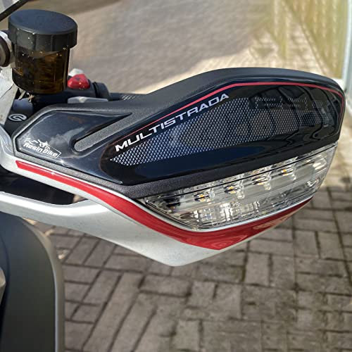 Resin Bike Aufkleber für Motorrad Kompatibel mit Ducati Multistrada 1260 S Grand Tour 2018-2020. Handschutz vor Stößen und Kratzern. Paar 3D-Harzklebstoff – Stickers - Made in Italy