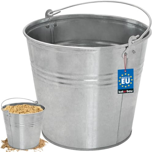 KOTARBAU® Zinkeimer 12 Liter, Ascheeimer, Putzeimer aus Metall, Silber | Blecheimer, Rostbeständig & Langlebig, Metalleimer, Haushaltseimer, Werkzeug Eimer aus verzinktem Stahl
