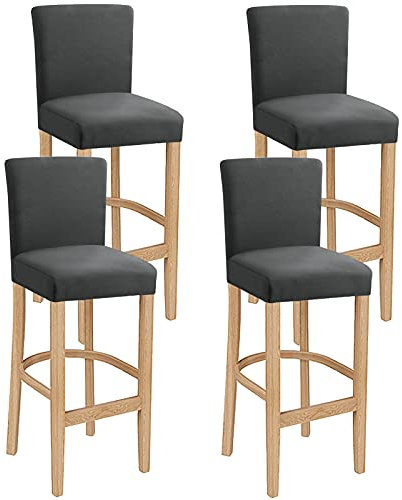 LANSHENG Stuhlhussen Barhocker Bezug Barstuhlbezug mit Rückenlehne 4 Stück Hussen für Barhocker, Stretch Waschbarer Barhocker Abdeckung Passend für Barhocker mit kurzer Rückenlehne Grau