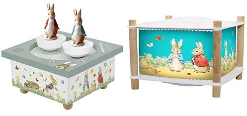 TROUSSELIER Boite à Musique Dancing Pierre Lapin - Musique Mozart + Veilleuse Lanterne ReVOLUTION 2.0 Pierre Lapin - Projecteur d'Etoiles Musical - Rechargeable
