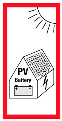 Aufkleber PV-Anlage Hinweis Photovoltaik-Anlage/Battery Schild Folie | Variante wählbar Made in Germany, Größe: PV Battery | 20x40cm