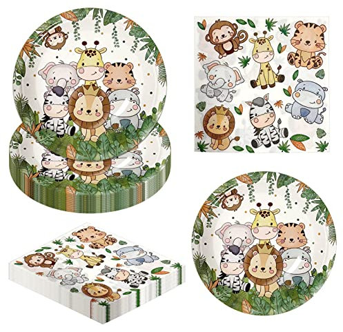 AIBAOBAO Lot de 40 assiettes jetables + 20 serviettes en papier pour fête prénatale, fête d'anniversaire, fête d'anniversaire