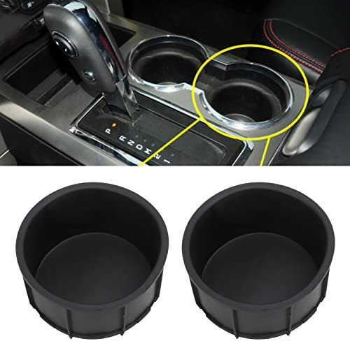 Jadeshay Mittelkonsolen Getränkehalter Einsätze, 2 Stück Mittelkonsole Becherhalter Einsatz, Gummi Einsätze für Getränkehalter Kompatibel mit F150 2009-2014 (Schwarz)