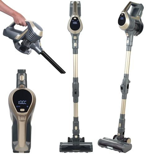 Beldray BEL01727TTVDE Titanium Smartflex Akkustaubsauger – Multizyklon-1-Liter-Stabstaubsauger, Flexi-Scharnier, LED-Digitalanzeige, Batteriestandsanzeige, intelligenter Verstopfungssensor