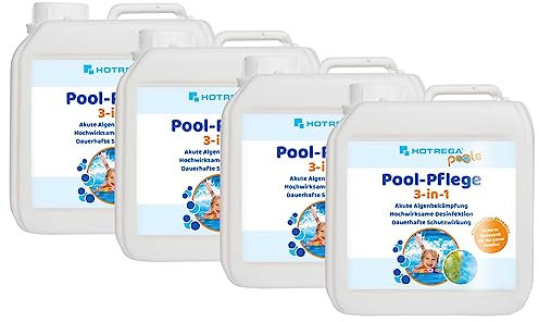 HOTREGA Pool-Pflege 3in1 Konzentrat 4X 2 Liter | Algenvernichter, Desinfektion und Algenverhütung für kristallklares Wasser