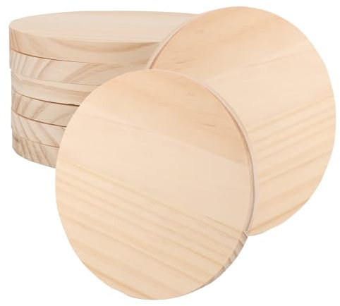 LOLYSIC 8 Stücke 15CM Runde Holzscheiben,Unvollendet Poliert Kiefernholz,Dicke 1.2CM Runde Holzscheiben Malerei Färbung Holzbrett Materialien,DIY Materialien