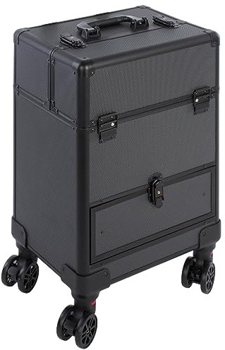 SEVICO Kosmetikkoffer Schminkkoffer Beauty Make-up Case Multikoffer professioneller Make-up Rollkoffer Organizer für die Reise abschließbare Friseurkoffer mit 360° drehbaren Rollen B:34xT:24,5xH:50 cm