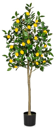Artificial Lemon Tree 5ft Fake Lemon Plant in Pot Large Fake Floor Plants Faux Trees Indoor Lemon Decorations for Home Living Room Office