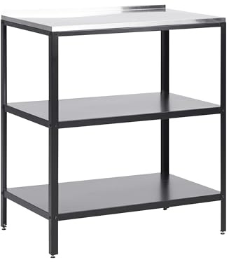 Outdoor-Kücheninsel Stahl schwarz mit Edelstahlplatte silber modern Vilama