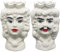 sicilia bedda - Coppia Teste di Moro Siciliane in Ceramica di Caltagirone - Realizzate e Dipinte a Mano - Altezza 13 Centimetri (Bianco Decorato)