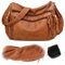 Sac Bandoulière Femme en Cuir PU Souple Sac a Main Femmes Bandoulieres Léger Multi-poches Moyen Sac à Bandoulière Sacoche Femme Bandoulière avec Large Sangle Réglable (Marron)