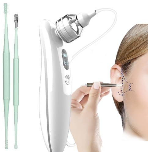 Ohrenschmalz Entferner, Sicheres und Weiches 360 Grad Spirale Silikon Ear Cleaning kit Ersatzköpfen, Geeignet für Kinder und Menschen, LED