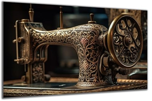 DARO Design - Wand-Bild auf 6mm HDF 84x56 cm Nähmaschine Retro Vintage - Wand-Deko Bilder Geschenk