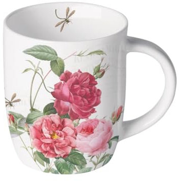 Ambiente Teetasse Kaffeetasse Becher Mug 0,2 l Amber Rosen Bumen Garten Henkelbecher Fine Bone China Porzellan Frühling Sommer