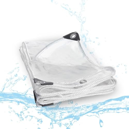 Lonas transparentes de 2 x 4 pies, lona resistente de 16 mm de grosor, lonas transparentes con ojales, protege contra el agua, resistente al clima frío para invernadero, balcón, jardín