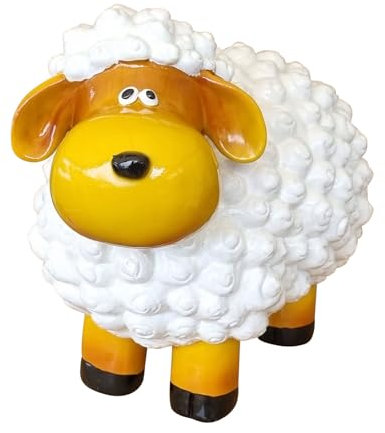 Fachhandel Plus Dekofigur Bunte Schafe Farbe wählbar Tierfigur lustige Gartendeko Indoor Outdoor, Farbe:weiß