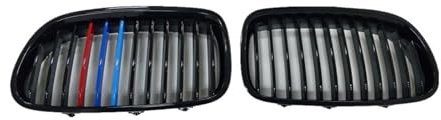 1 Paar glänzend schwarzer Grill, kompatibel mit BMW F10/F18 2010–2013, neue Frontstoßstange