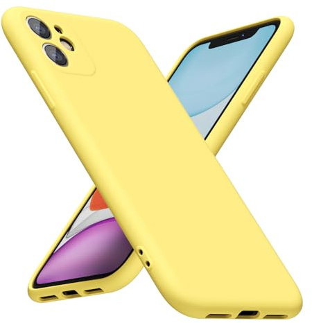 LoeoeL for iPhone 11 Phone Case Silicone, Minimalist Ultra Thin Slim Soft Rubber Gel Solid Color Matte TPU Cute Case for Women Men, Girly Plain Aesthetic Design & Camera Cover Protection, Yellow