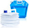 XiXiRan Bolsa de Agua Plegable, Bidón Agua Plegable*2,Bolsa Agua Reutilizable,Bolsa Agua Plegable 10 Litros，Bolsa Agua Gran Capacidad para Camping，Portátil Plegable Agua Potable Depósito，Azul+Blanco