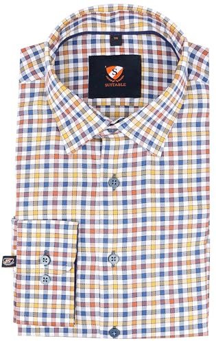 Suitable Chemise rouge jaune à carreaux - Homme - Vêtements -, Multicolore, rouge, jaune, 38