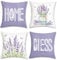 Bonhause 4er Set Kissenbezüge Lavendel 45 x 45 cm Lila Blumen Dekorative Kissenhülle Zierkissenbezüge für Sofa Schlafzimmer Wohnzimmer Zuhause Garten Patio Dekoration