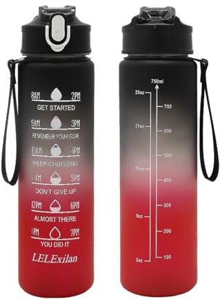 WATMHHJQ Gourde motivante avec paille 750 ml, bouteille d'eau de sport, sans BPA, anti-fuite, pour voiture, école, fitness, camping