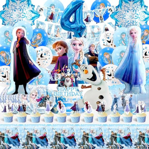Froze Geburtstagsdeko, Froze Luftballon 4 Jahre, Geburtstag Deko Mädchen 4 Jahre Elsa, Anna Und Elsa Hintergrund, Eiskönigin Ballon 4, Pappteller Servietten Tischdecke Cake Deco
