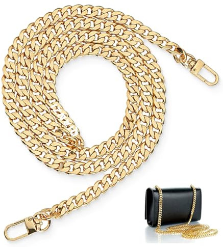 DEFGNOP Taschenkette 120cm Comforty Taschenkette Gold, Kette Trageriemen, Metall Schulterriemen für Taschen, Handtaschenketten, Umhängetasche Handtasche Ersatzkette,für schultergurt